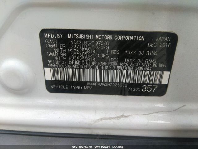 JA4AR4AW3HZ026906 Mitsubishi Outlander Sport 2.4 Gt