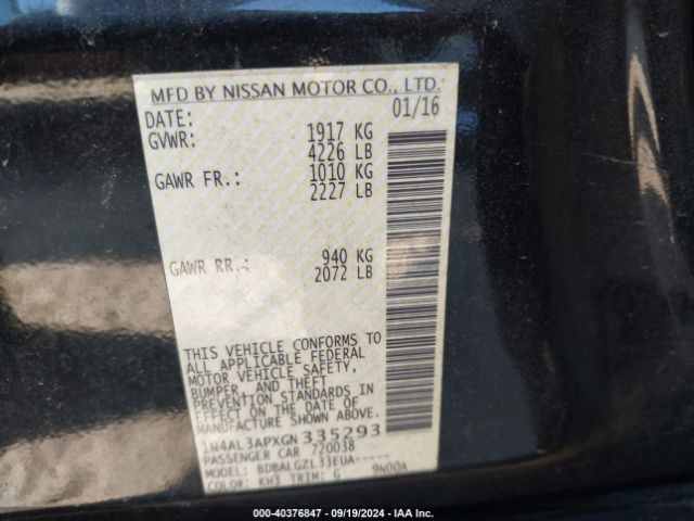 1N4AL3APXGN335293 Nissan Altima 2.5/2.5 S/2.5 Sl/2.5 Sr/2.5 Sv