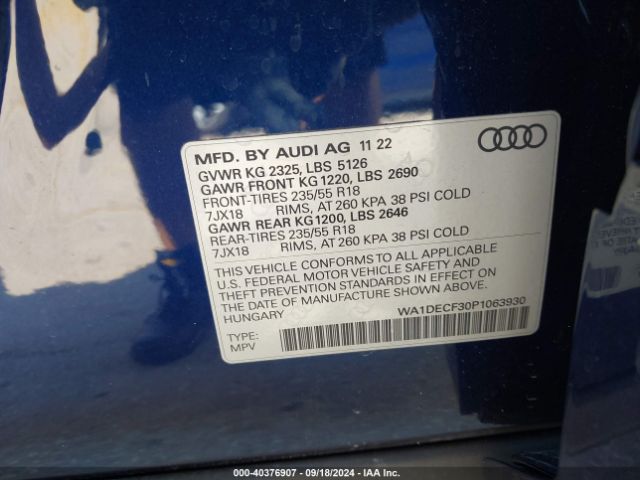 WA1DECF30P1063930 Audi Q3 Premium 45 Tfsi S Line Quattro Tiptronic