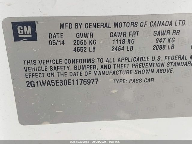 2G1WA5E30E1176977 Chevrolet Impala Limited Ls
