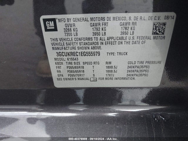 Chevrolet Silverado 1500 2lt 2014 3GCUKREC1EG555979 Image 9