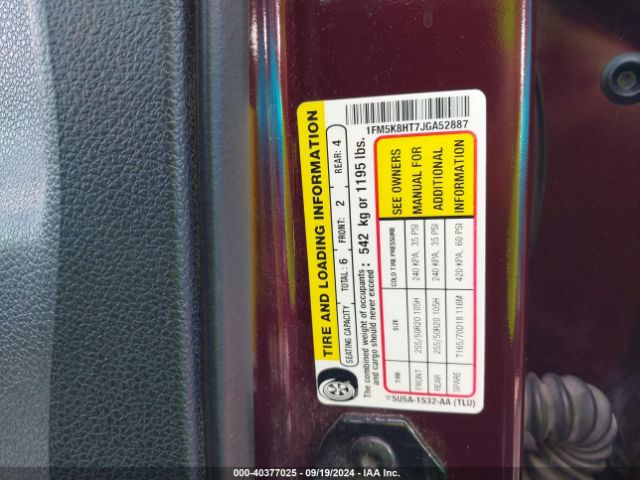 1FM5K8HT7JGA52887 Ford Explorer Platinum