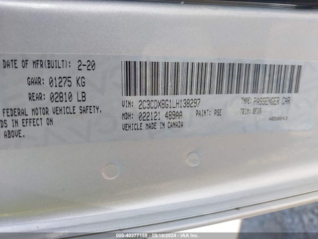 Dodge Charger Sxt Rwd 2020 2C3CDXBG1LH138297 Image 9