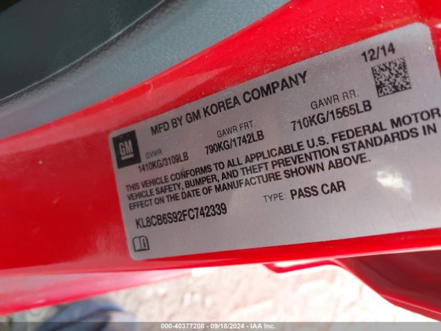 KL8CB6S92FC742339 Chevrolet Spark Ls Cvt
