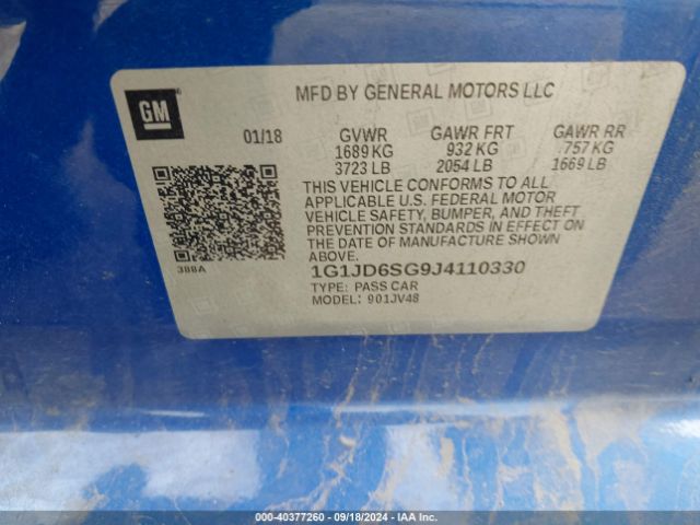 1G1JD6SG9J4110330 Chevrolet Sonic Lt Auto