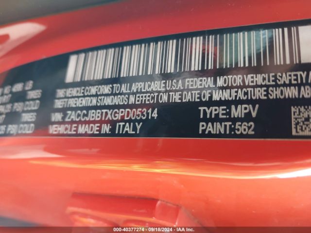 ZACCJBBTXGPD05314 Jeep Renegade Latitude