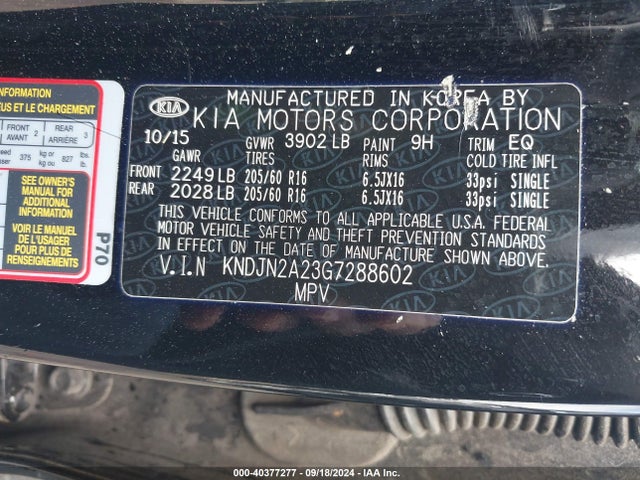 KIA Soul 2016 KNDJN2A23G7288602 Image 9