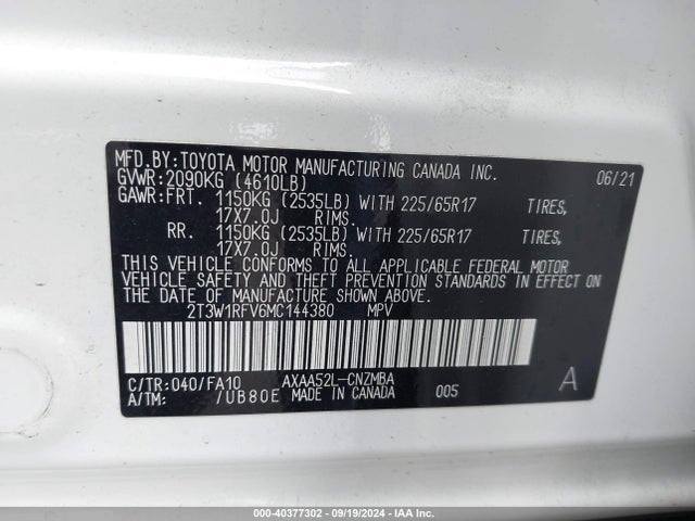 Toyota Rav4 Xle 2021 2T3W1RFV6MC144380 Image 9