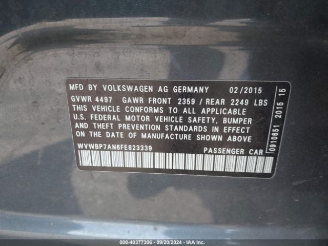WVWBP7AN6FE823339 Volkswagen Cc 2.0t Sport