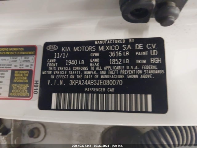 KIA RIO LX 2018 3KPA24AB3JE080070 Image 9
