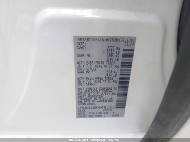 1N6ED1EJ1RN649143 Nissan Frontier S 4x2