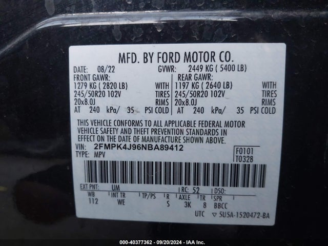 Ford Edge St-line 2022 2FMPK4J96NBA89412 Image 9