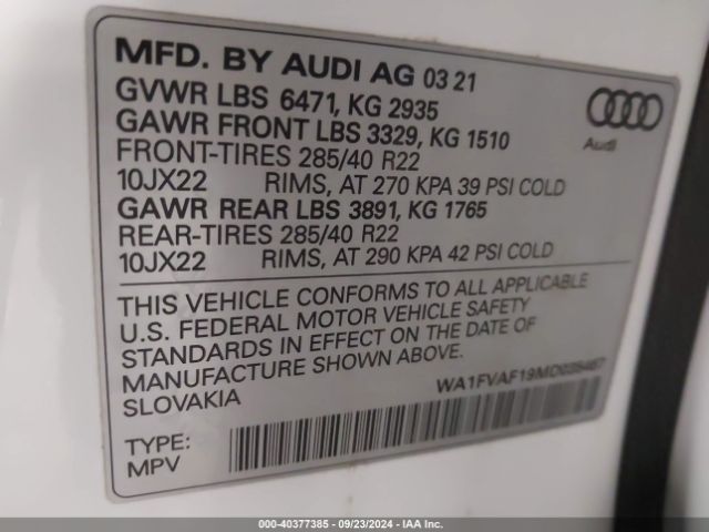 2021 AUDI Q8 WA1FVAF19MD035467 Photo 8
