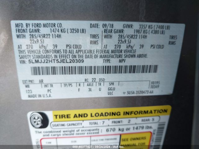 5LMJJ2HT5JEL20309 Lincoln Navigator Select