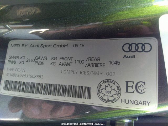 WUABWGFF9J1908683 Audi Rs 3 2.5t