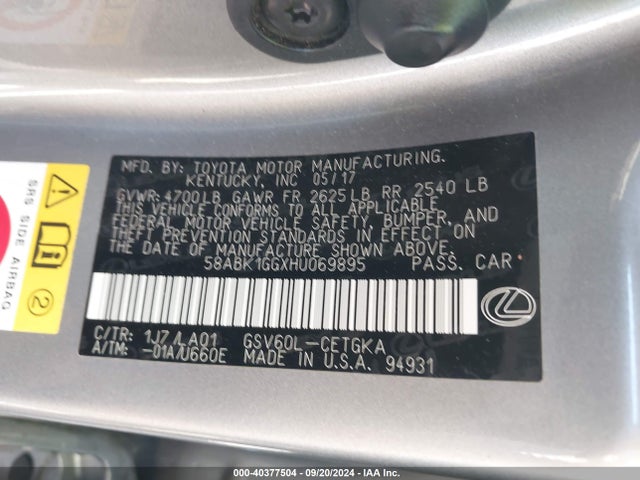 58ABK1GGXHU069895 Lexus ES 350