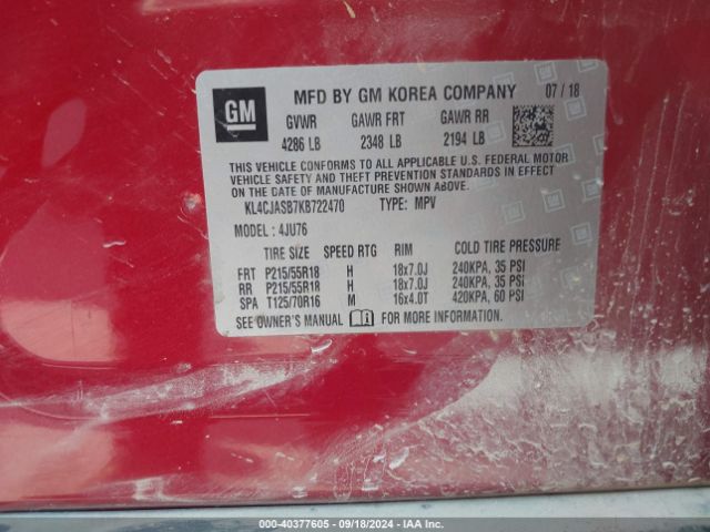 KL4CJASB7KB722470 Buick Encore Fwd Preferred