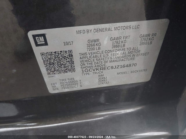 Chevrolet Silverado 1500 1lt 2018 1GCVKREC9JZ164870 Image 9