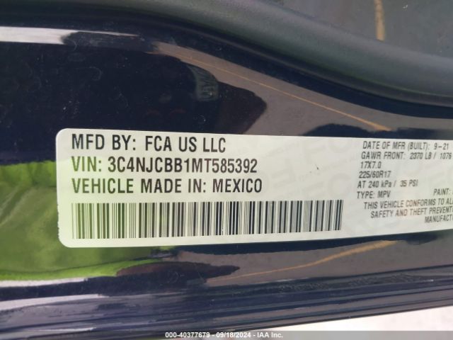 3C4NJCBB1MT585392 Jeep Compass Latitude Fwd