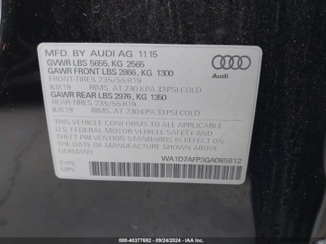 WA1D7AFP3GA085812 Audi Q5 3.0t Premium Plus