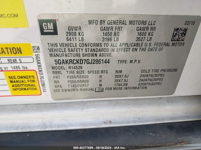 5GAKRCKD7GJ286144 Buick Enclave Premium