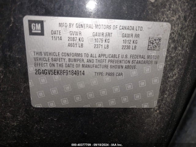 Buick Regal 1fl 2015 2G4GV5EK8F9184914 Image 9
