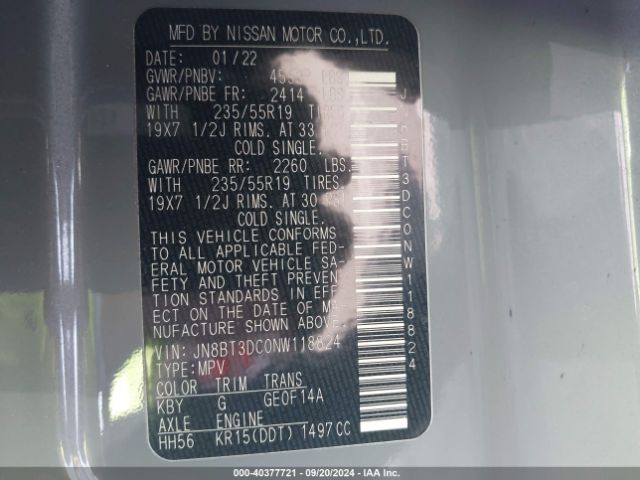 JN8BT3DC0NW118824 Nissan Rogue Platinum Fwd