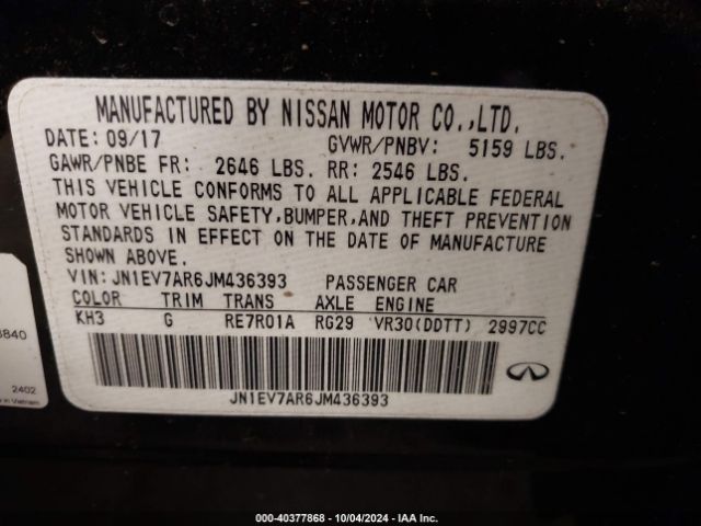 JN1EV7AR6JM436393 Infiniti Q50 3.0t Sport