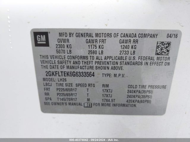 2GKFLTEK6G6333564 GMC Terrain Sle-2