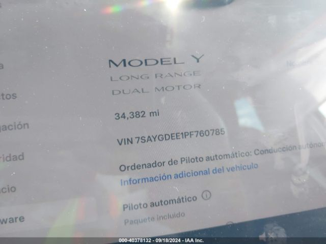 7SAYGDEE1PF760785 Tesla Model Y Awd/long Range Dual Motor All-wheel Drive