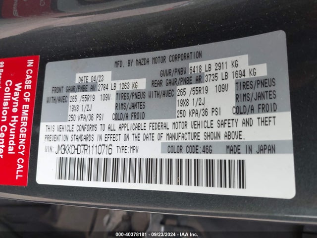 Mazda Cx-90 3.3 Turbo Preferred Plus 2024 JM3KKCHD7R1110716 Image 9