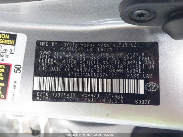 4T1C31AK0NU574121 Toyota Camry Le Hybrid