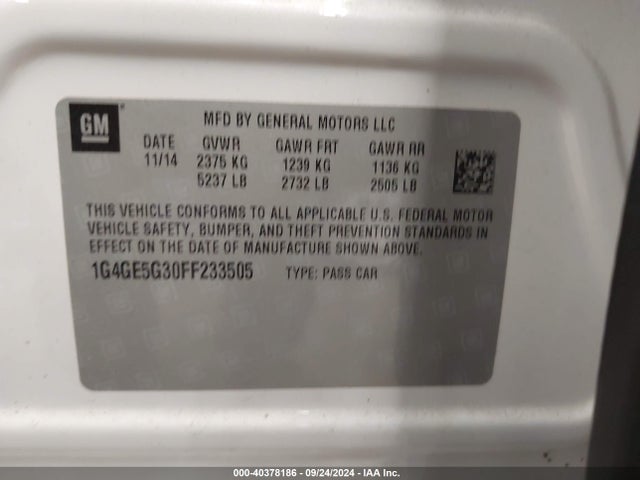 1G4GE5G30FF233505 Buick Lacrosse Premium I