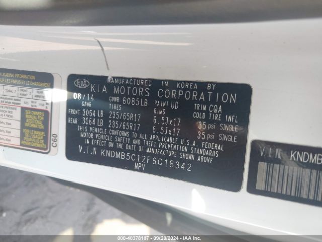 KNDMB5C12F6018342 KIA SEDONA LX