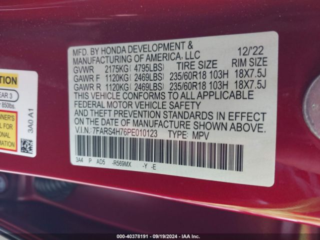 7FARS4H76PE010123 Honda Cr-v Ex-l Awd