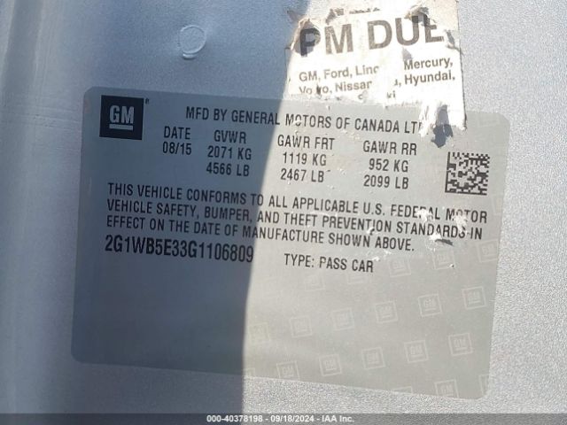 2G1WB5E33G1106809 Chevrolet Impala Limited Lt