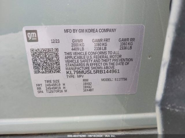 KL79MUSL5RB144961 Chevrolet Trailblazer Awd Rs