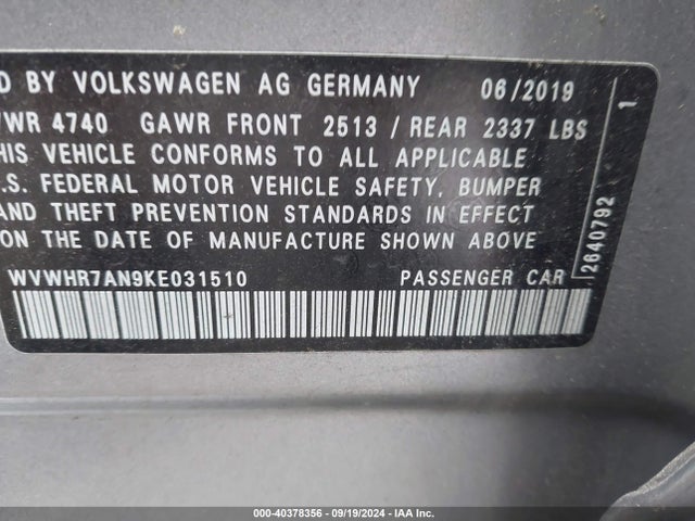 WVWHR7AN9KE031510 Volkswagen Arteon 2.0t Sel R-line