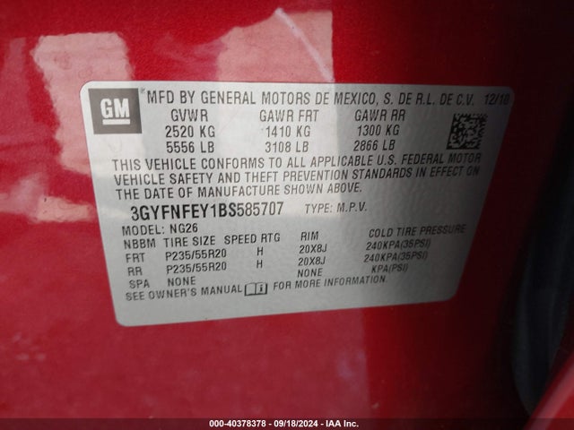 2011 CADILLAC SRX 3GYFNFEY1BS585707 Photo 8