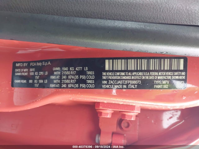 Jeep Renegade Latitude 2015 ZACCJABT2FPB98073 Image 9