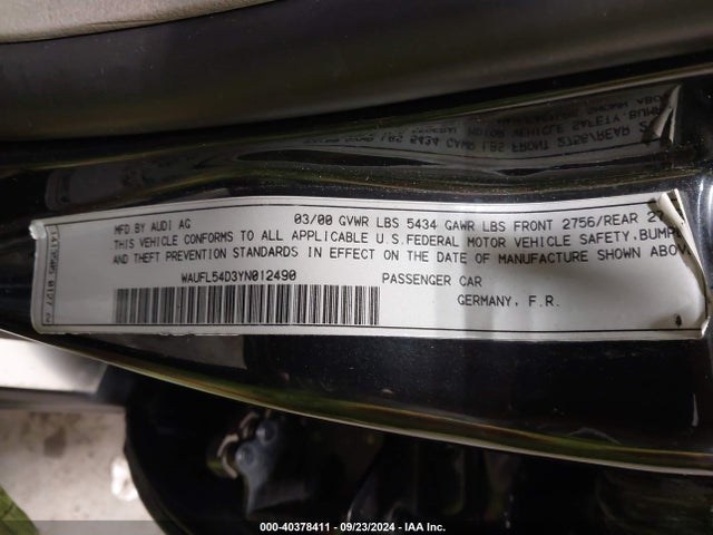 2000 AUDI A8 WAUFL54D3YN012490 Photo 8