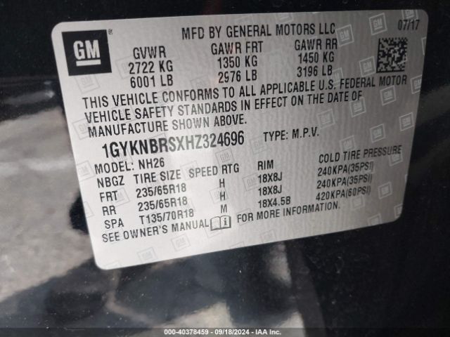 1GYKNBRSXHZ324696 Cadillac XT5 LUXURY