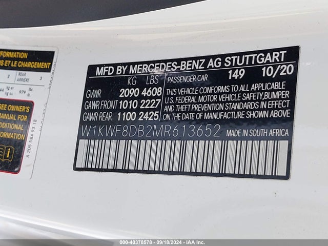W1KWF8DB2MR613652 Mercedes-Benz C 300 Sedan