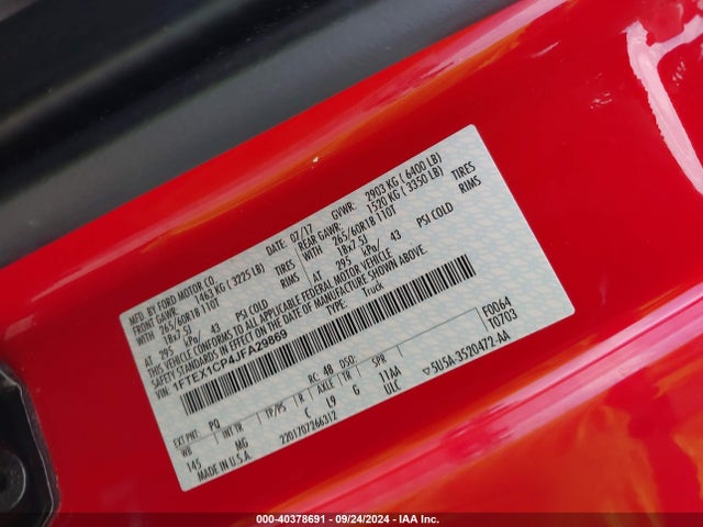 Ford F-150 Xlt 2018 1FTEX1CP4JFA29869 Image 9