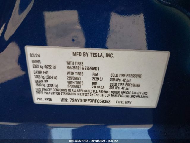7SAYGDEF3RF059368 Tesla Model Y Performance Dual Motor All-wheel Drive