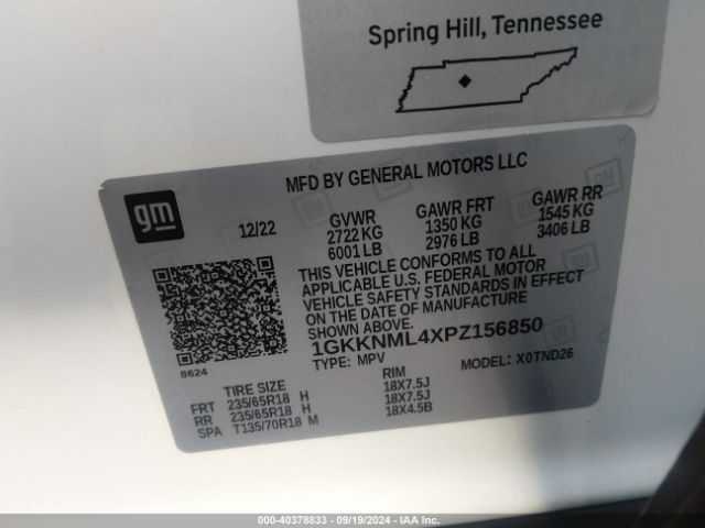 1GKKNML4XPZ156850 GMC ACADIA SLT