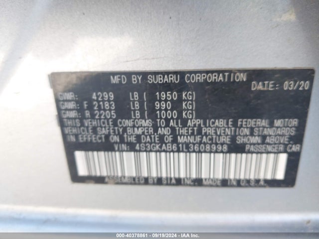 4S3GKAB61L3608998 Subaru IMPREZA SEDAN