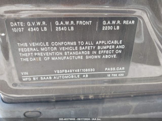 2008 SAAB 9-3 YS3FB49Y481108530 Photo 8