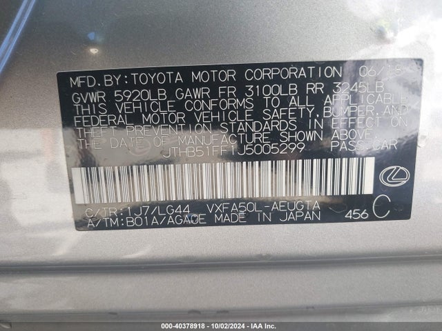 Lexus Ls 500 2018 JTHB51FF1J5005299 Image 9