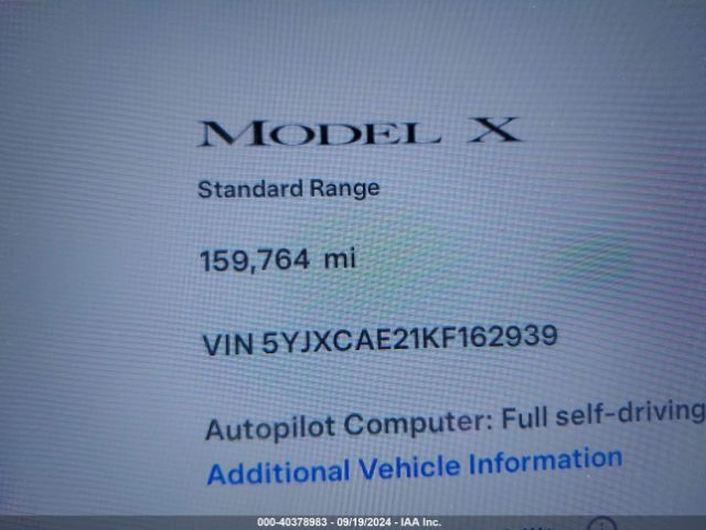 5YJXCAE21KF162939 Tesla Model X 100d/75d/long Range